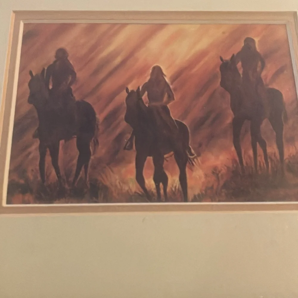 Framed Art Print with Horse Riders